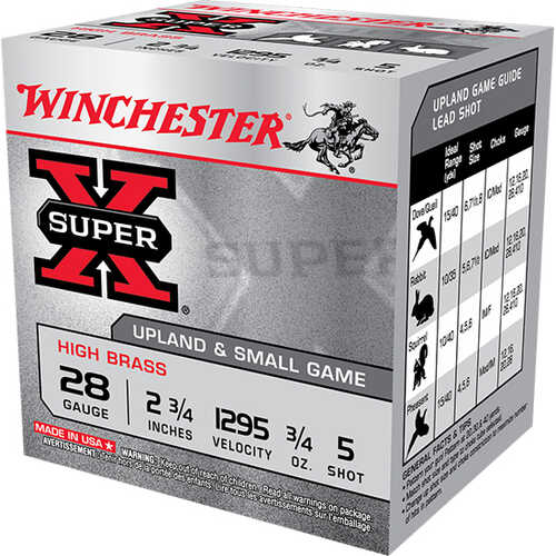 28 Gauge 2-3/4" Lead #5  3/4 oz 25 Rounds Winchester Shotgun Ammunition